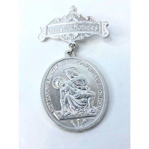 Vintage Christian Mothers Large Badge Brooch Pin St Joseph Mater Dolorosa